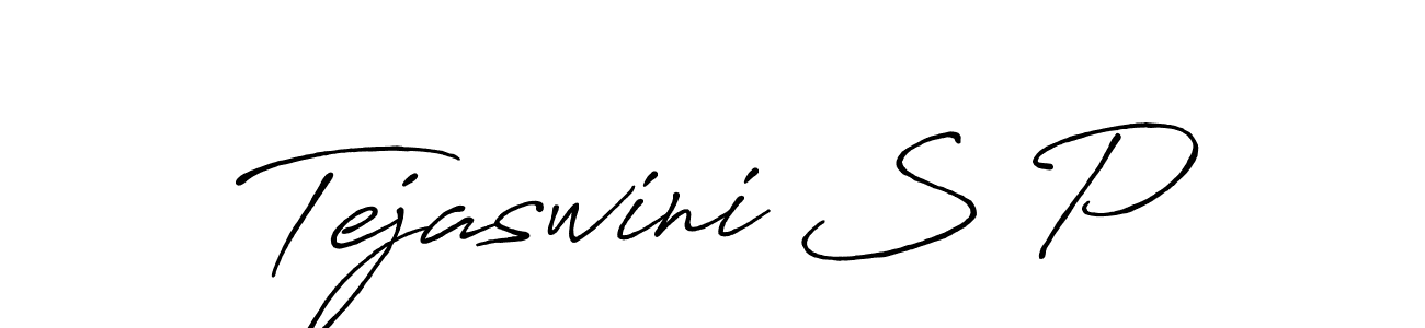 Use a signature maker to create a handwritten signature online. With this signature software, you can design (Antro_Vectra_Bolder) your own signature for name Tejaswini S P. Tejaswini S P signature style 7 images and pictures png