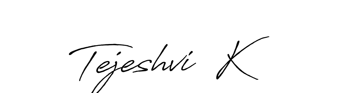 The best way (Antro_Vectra_Bolder) to make a short signature is to pick only two or three words in your name. The name Tejeshvi  K include a total of six letters. For converting this name. Tejeshvi  K signature style 7 images and pictures png