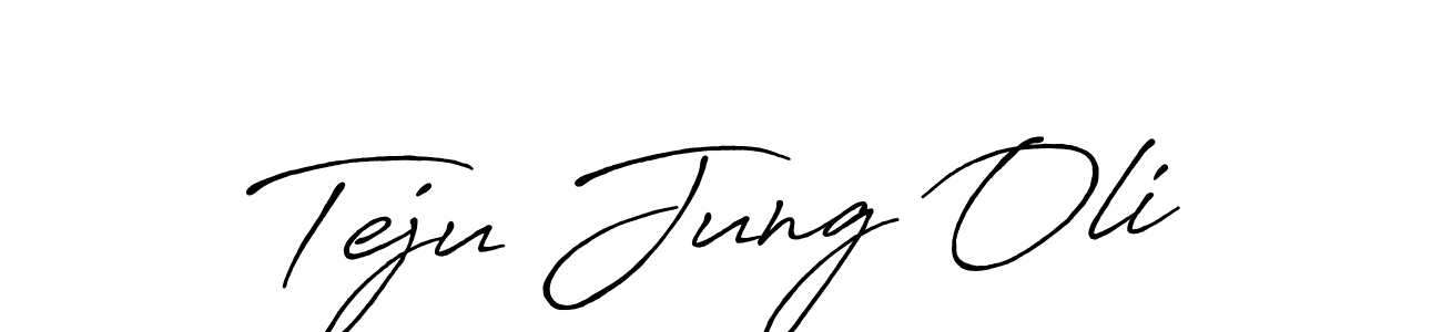 Teju Jung Oli stylish signature style. Best Handwritten Sign (Antro_Vectra_Bolder) for my name. Handwritten Signature Collection Ideas for my name Teju Jung Oli. Teju Jung Oli signature style 7 images and pictures png