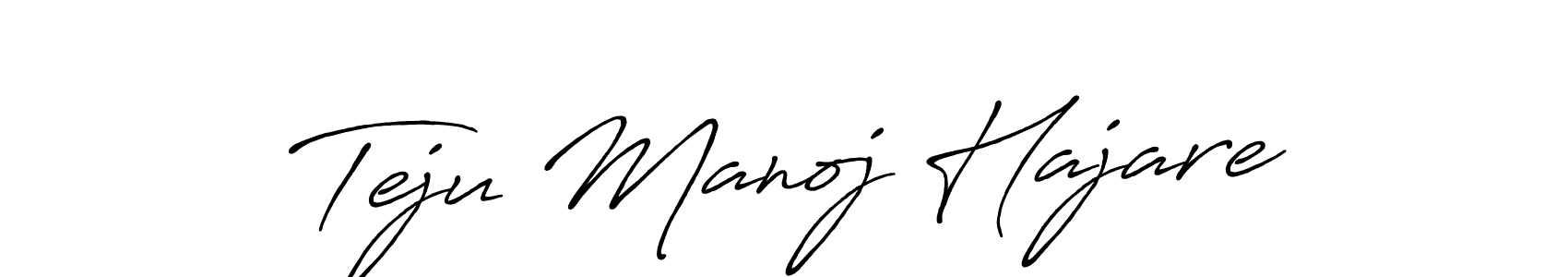 How to make Teju Manoj Hajare name signature. Use Antro_Vectra_Bolder style for creating short signs online. This is the latest handwritten sign. Teju Manoj Hajare signature style 7 images and pictures png