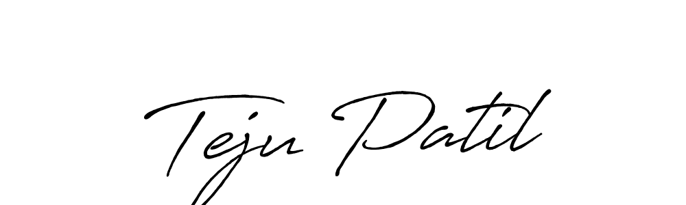 Use a signature maker to create a handwritten signature online. With this signature software, you can design (Antro_Vectra_Bolder) your own signature for name Teju Patil. Teju Patil signature style 7 images and pictures png