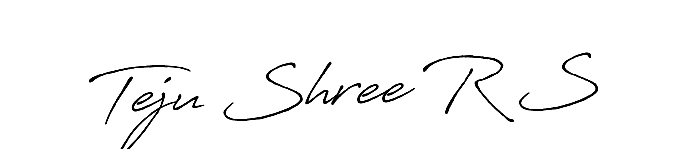 How to make Teju Shree R S name signature. Use Antro_Vectra_Bolder style for creating short signs online. This is the latest handwritten sign. Teju Shree R S signature style 7 images and pictures png
