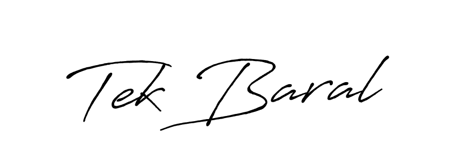 How to make Tek Baral name signature. Use Antro_Vectra_Bolder style for creating short signs online. This is the latest handwritten sign. Tek Baral signature style 7 images and pictures png