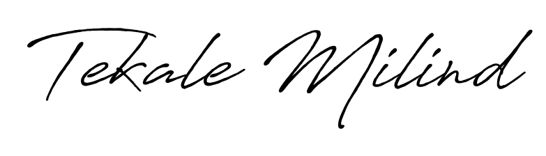 A classic penmanship look for Tekale Milind. The Antro_Vectra_Bolder font brings timeless elegance and confidence to every signed document. Tekale Milind signature style 7 images and pictures png
