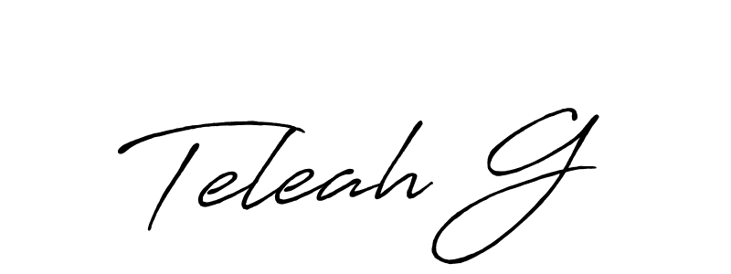 How to make Teleah G name signature. Use Antro_Vectra_Bolder style for creating short signs online. This is the latest handwritten sign. Teleah G signature style 7 images and pictures png