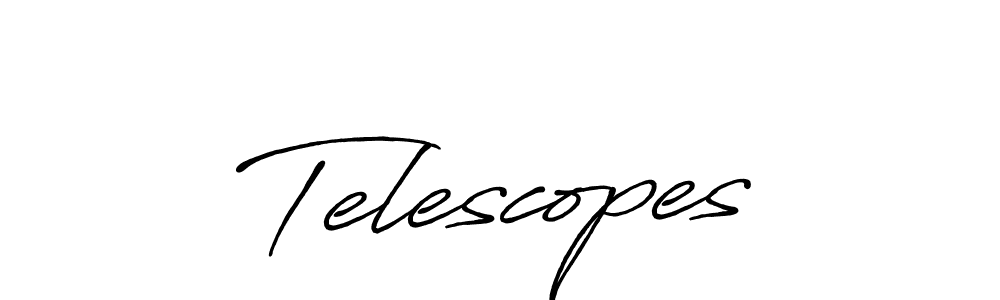 Make a beautiful signature design for name Telescopes. With this signature (Antro_Vectra_Bolder) style, you can create a handwritten signature for free. Telescopes signature style 7 images and pictures png