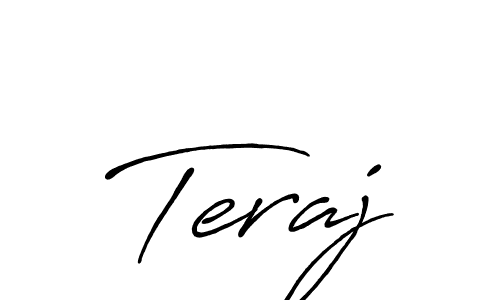 Make a beautiful signature design for name Teraj. With this signature (Antro_Vectra_Bolder) style, you can create a handwritten signature for free. Teraj signature style 7 images and pictures png