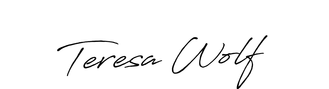 Create a beautiful signature design for name Teresa Wolf. With this signature (Antro_Vectra_Bolder) fonts, you can make a handwritten signature for free. Teresa Wolf signature style 7 images and pictures png