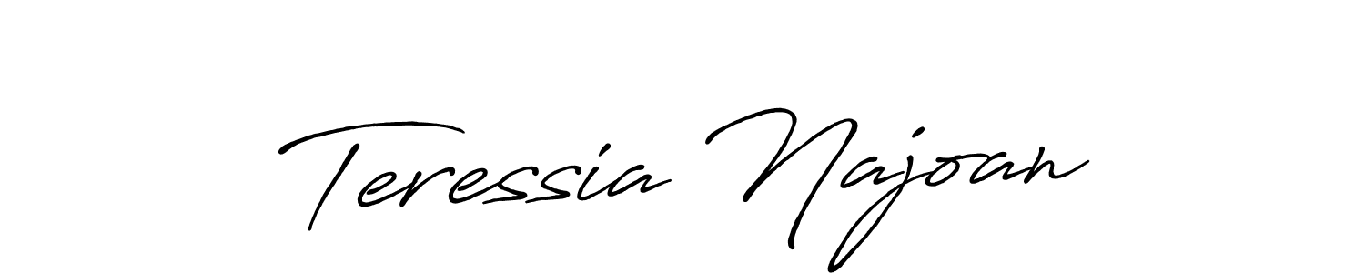 How to make Teressia Najoan name signature. Use Antro_Vectra_Bolder style for creating short signs online. This is the latest handwritten sign. Teressia Najoan signature style 7 images and pictures png