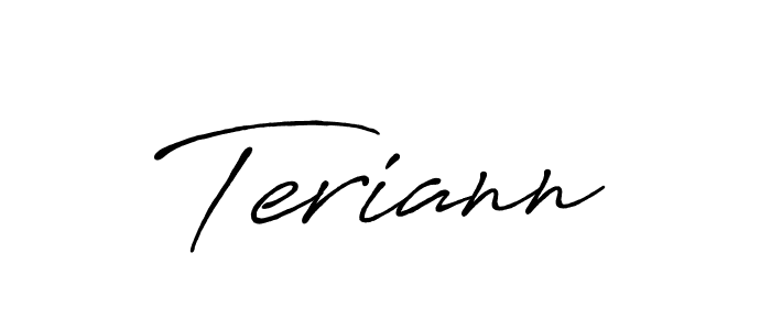 Use a signature maker to create a handwritten signature online. With this signature software, you can design (Antro_Vectra_Bolder) your own signature for name Teriann. Teriann signature style 7 images and pictures png