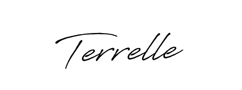 Make a beautiful signature design for name Terrelle. With this signature (Antro_Vectra_Bolder) style, you can create a handwritten signature for free. Terrelle signature style 7 images and pictures png