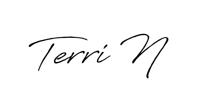 The best way (Antro_Vectra_Bolder) to make a short signature is to pick only two or three words in your name. The name Terri N include a total of six letters. For converting this name. Terri N signature style 7 images and pictures png