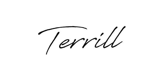 Create a beautiful signature design for name Terrill. With this signature (Antro_Vectra_Bolder) fonts, you can make a handwritten signature for free. Terrill signature style 7 images and pictures png