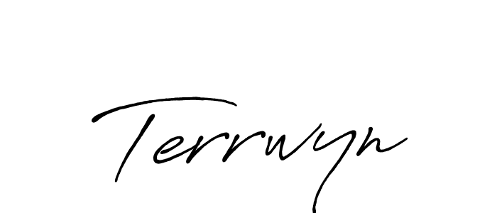 How to make Terrwyn name signature. Use Antro_Vectra_Bolder style for creating short signs online. This is the latest handwritten sign. Terrwyn signature style 7 images and pictures png