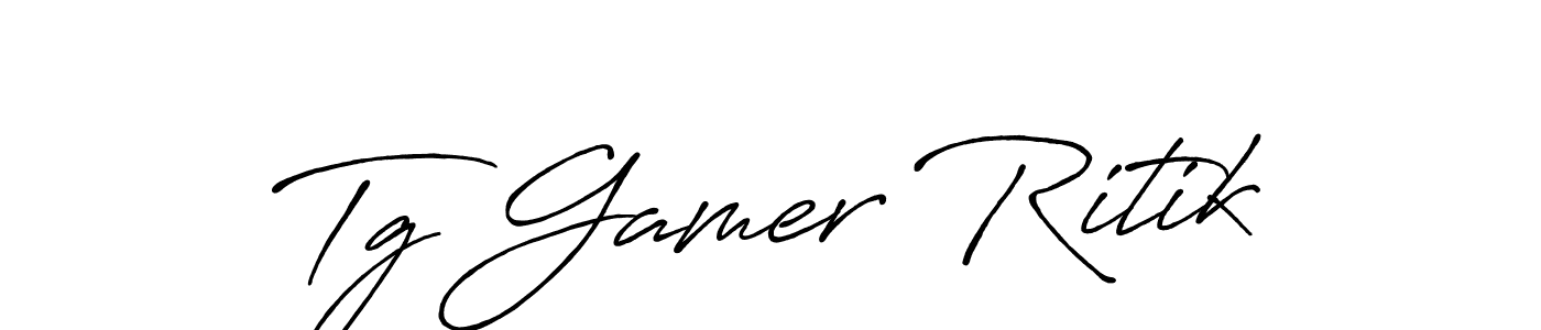 Create a beautiful signature design for name Tg Gamer Ritik. With this signature (Antro_Vectra_Bolder) fonts, you can make a handwritten signature for free. Tg Gamer Ritik signature style 7 images and pictures png