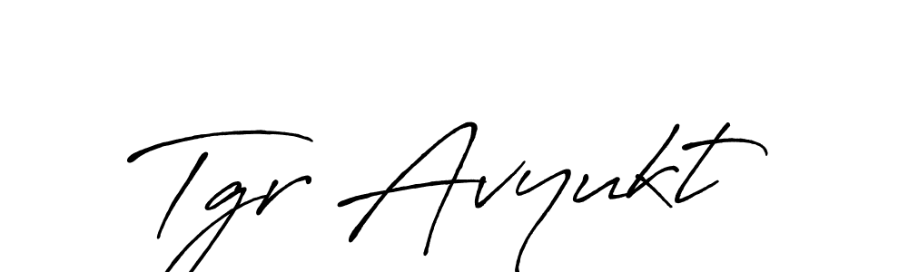 How to make Tgr Avyukt name signature. Use Antro_Vectra_Bolder style for creating short signs online. This is the latest handwritten sign. Tgr Avyukt signature style 7 images and pictures png