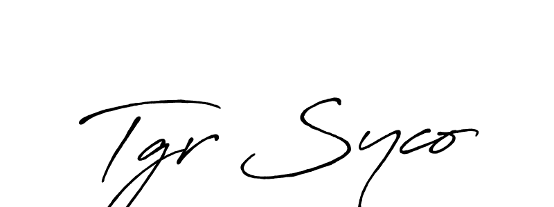How to make Tgr Syco name signature. Use Antro_Vectra_Bolder style for creating short signs online. This is the latest handwritten sign. Tgr Syco signature style 7 images and pictures png