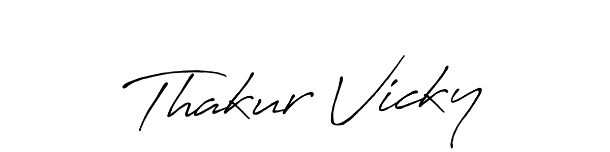 How to make Thakur Vicky name signature. Use Antro_Vectra_Bolder style for creating short signs online. This is the latest handwritten sign. Thakur Vicky signature style 7 images and pictures png