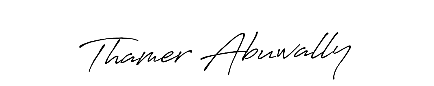 You can use this online signature creator to create a handwritten signature for the name Thamer Abuwally. This is the best online autograph maker. Thamer Abuwally signature style 7 images and pictures png