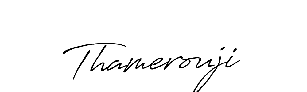 The best way (Antro_Vectra_Bolder) to make a short signature is to pick only two or three words in your name. The name Thamerouji include a total of six letters. For converting this name. Thamerouji signature style 7 images and pictures png