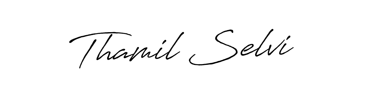 You should practise on your own different ways (Antro_Vectra_Bolder) to write your name (Thamil Selvi) in signature. don't let someone else do it for you. Thamil Selvi signature style 7 images and pictures png