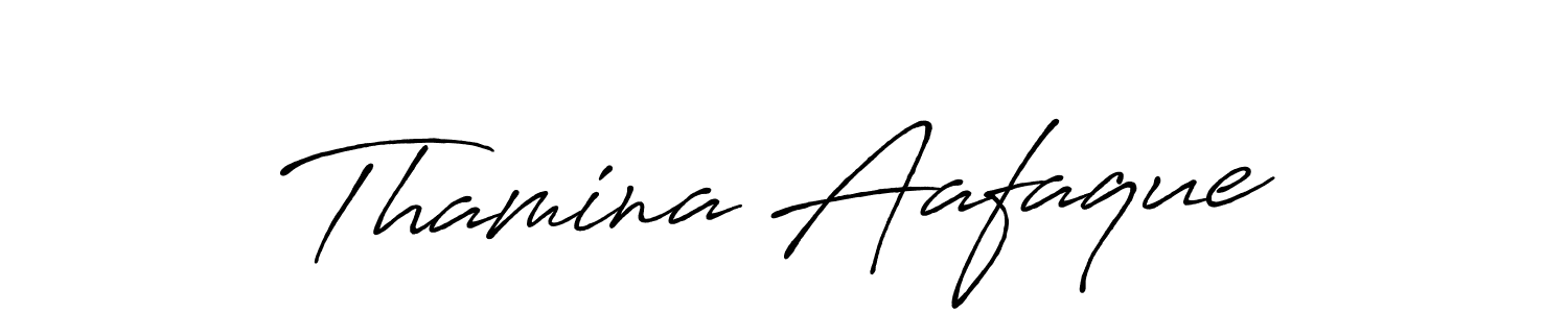 Make a beautiful signature design for name Thamina Aafaque. With this signature (Antro_Vectra_Bolder) style, you can create a handwritten signature for free. Thamina Aafaque signature style 7 images and pictures png