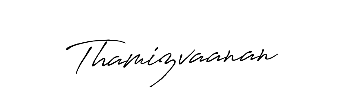 How to make Thamizvaanan name signature. Use Antro_Vectra_Bolder style for creating short signs online. This is the latest handwritten sign. Thamizvaanan signature style 7 images and pictures png