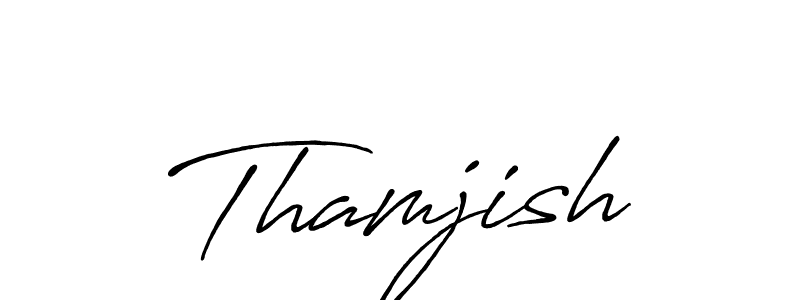 Make a beautiful signature design for name Thamjish. With this signature (Antro_Vectra_Bolder) style, you can create a handwritten signature for free. Thamjish signature style 7 images and pictures png