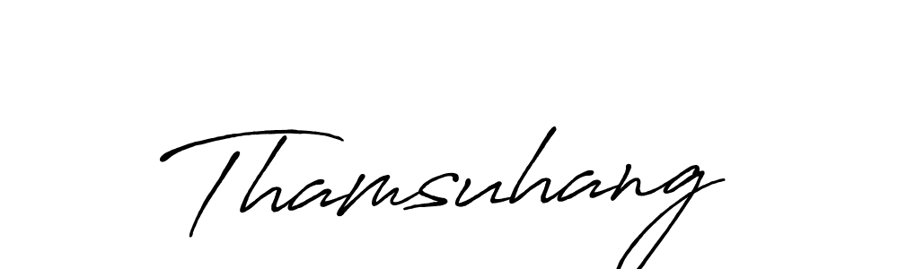 if you are searching for the best signature style for your name Thamsuhang. so please give up your signature search. here we have designed multiple signature styles  using Antro_Vectra_Bolder. Thamsuhang signature style 7 images and pictures png