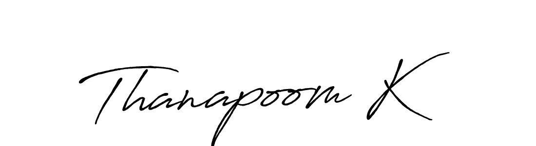 Create a beautiful signature design for name Thanapoom K. With this signature (Antro_Vectra_Bolder) fonts, you can make a handwritten signature for free. Thanapoom K signature style 7 images and pictures png