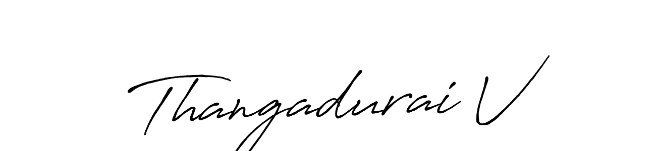 Use a signature maker to create a handwritten signature online. With this signature software, you can design (Antro_Vectra_Bolder) your own signature for name Thangadurai V. Thangadurai V signature style 7 images and pictures png