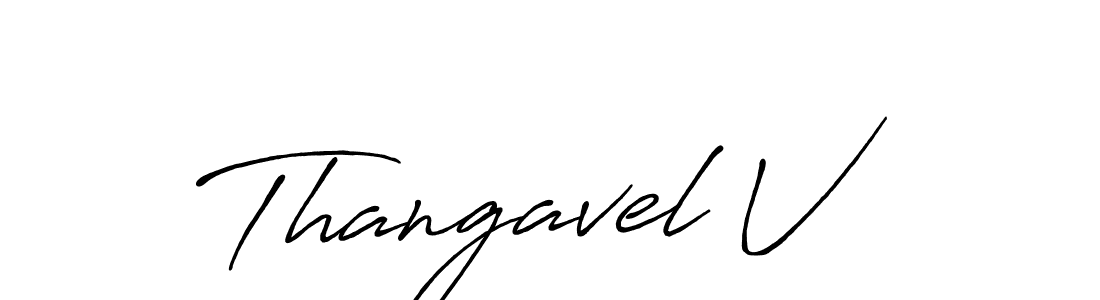 It looks lik you need a new signature style for name Thangavel V. Design unique handwritten (Antro_Vectra_Bolder) signature with our free signature maker in just a few clicks. Thangavel V signature style 7 images and pictures png