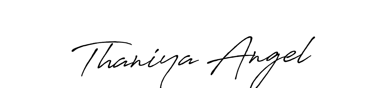 How to make Thaniya Angel name signature. Use Antro_Vectra_Bolder style for creating short signs online. This is the latest handwritten sign. Thaniya Angel signature style 7 images and pictures png