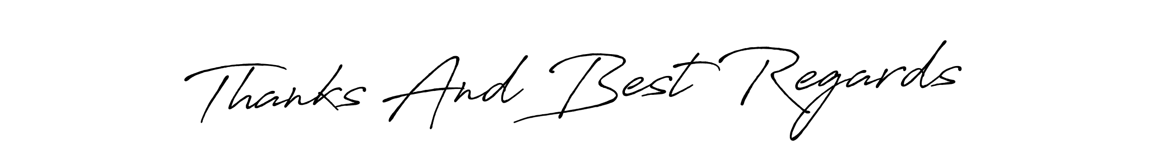 Create a beautiful signature design for name Thanks And Best Regards. With this signature (Antro_Vectra_Bolder) fonts, you can make a handwritten signature for free. Thanks And Best Regards signature style 7 images and pictures png