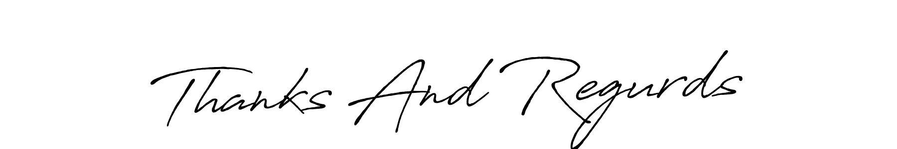 Make a beautiful signature design for name Thanks And Regurds. Use this online signature maker to create a handwritten signature for free. Thanks And Regurds signature style 7 images and pictures png