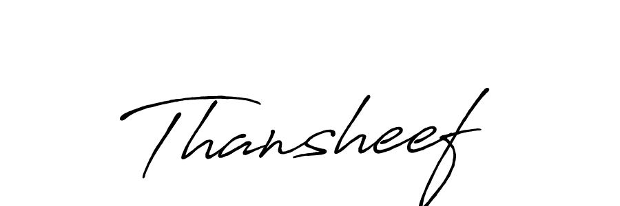 Use a signature maker to create a handwritten signature online. With this signature software, you can design (Antro_Vectra_Bolder) your own signature for name Thansheef. Thansheef signature style 7 images and pictures png