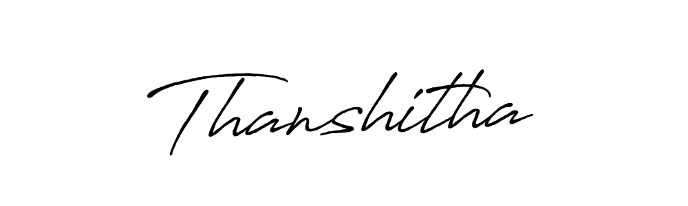 Make a beautiful signature design for name Thanshitha. With this signature (Antro_Vectra_Bolder) style, you can create a handwritten signature for free. Thanshitha signature style 7 images and pictures png