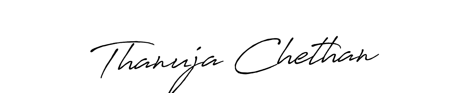 Also we have Thanuja Chethan name is the best signature style. Create professional handwritten signature collection using Antro_Vectra_Bolder autograph style. Thanuja Chethan signature style 7 images and pictures png