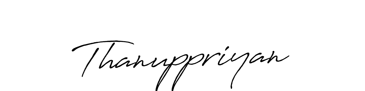 How to make Thanuppriyan name signature. Use Antro_Vectra_Bolder style for creating short signs online. This is the latest handwritten sign. Thanuppriyan signature style 7 images and pictures png