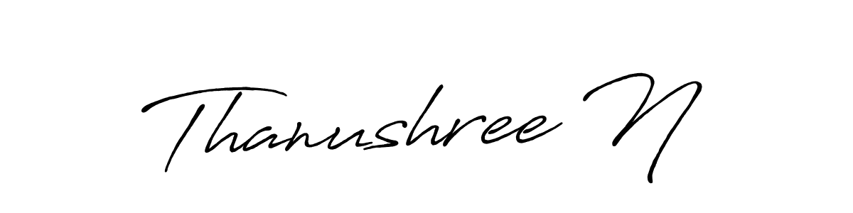 How to make Thanushree N name signature. Use Antro_Vectra_Bolder style for creating short signs online. This is the latest handwritten sign. Thanushree N signature style 7 images and pictures png