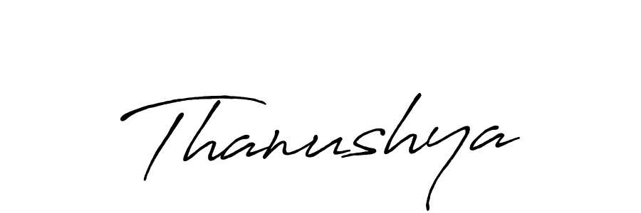 Use a signature maker to create a handwritten signature online. With this signature software, you can design (Antro_Vectra_Bolder) your own signature for name Thanushya. Thanushya signature style 7 images and pictures png