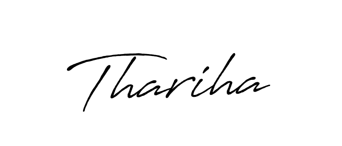 Use a signature maker to create a handwritten signature online. With this signature software, you can design (Antro_Vectra_Bolder) your own signature for name Thariha. Thariha signature style 7 images and pictures png