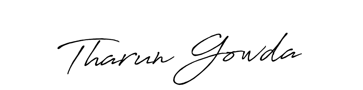Use a signature maker to create a handwritten signature online. With this signature software, you can design (Antro_Vectra_Bolder) your own signature for name Tharun Gowda. Tharun Gowda signature style 7 images and pictures png