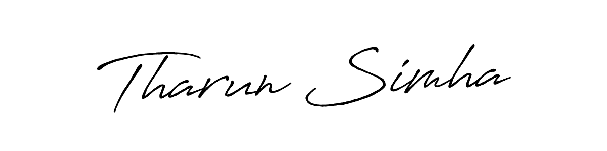 The best way (Antro_Vectra_Bolder) to make a short signature is to pick only two or three words in your name. The name Tharun Simha include a total of six letters. For converting this name. Tharun Simha signature style 7 images and pictures png