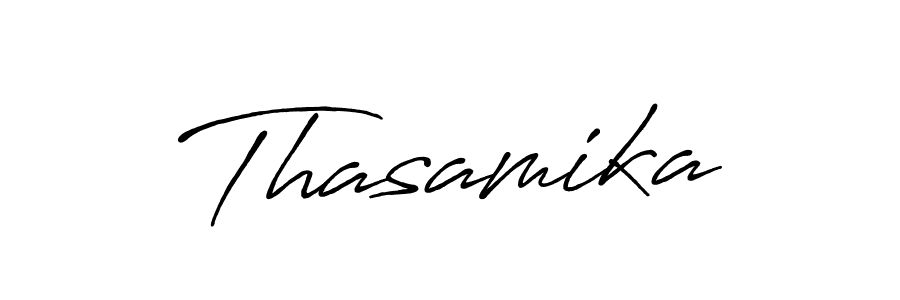 How to make Thasamika name signature. Use Antro_Vectra_Bolder style for creating short signs online. This is the latest handwritten sign. Thasamika signature style 7 images and pictures png