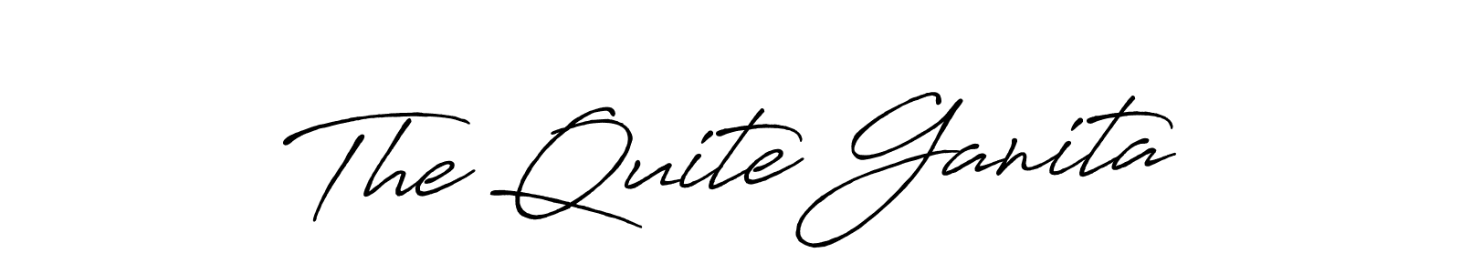 The best way (Antro_Vectra_Bolder) to make a short signature is to pick only two or three words in your name. The name The Quite Ganita include a total of six letters. For converting this name. The Quite Ganita signature style 7 images and pictures png