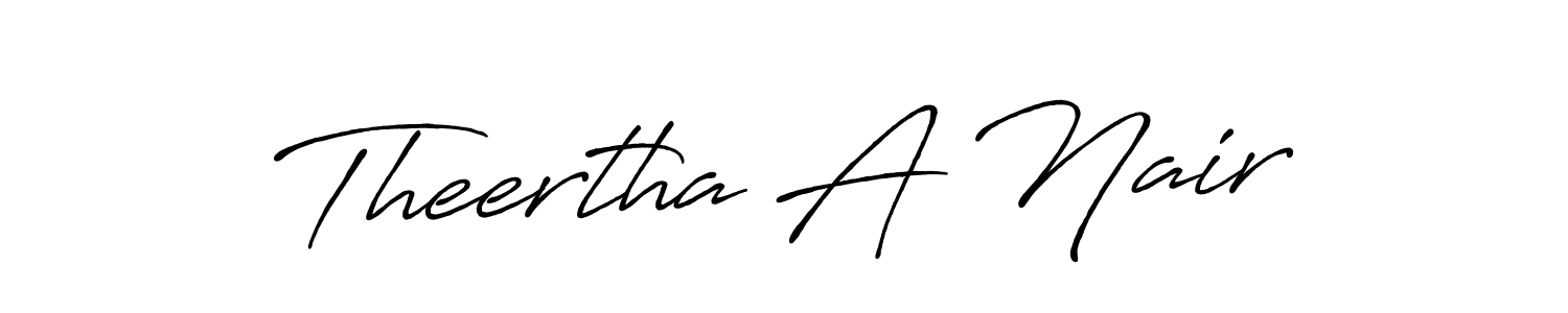 The best way (Antro_Vectra_Bolder) to make a short signature is to pick only two or three words in your name. The name Theertha A Nair include a total of six letters. For converting this name. Theertha A Nair signature style 7 images and pictures png