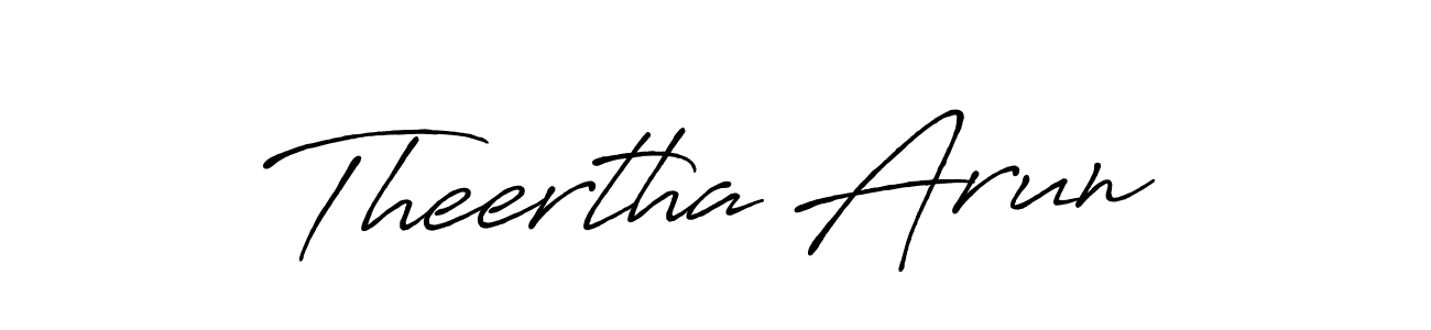 Antro_Vectra_Bolder is a professional signature style that is perfect for those who want to add a touch of class to their signature. It is also a great choice for those who want to make their signature more unique. Get Theertha Arun name to fancy signature for free. Theertha Arun signature style 7 images and pictures png