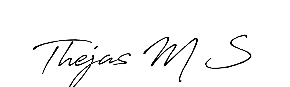 Use a signature maker to create a handwritten signature online. With this signature software, you can design (Antro_Vectra_Bolder) your own signature for name Thejas M S. Thejas M S signature style 7 images and pictures png