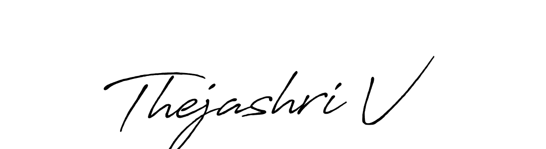 You should practise on your own different ways (Antro_Vectra_Bolder) to write your name (Thejashri V) in signature. don't let someone else do it for you. Thejashri V signature style 7 images and pictures png